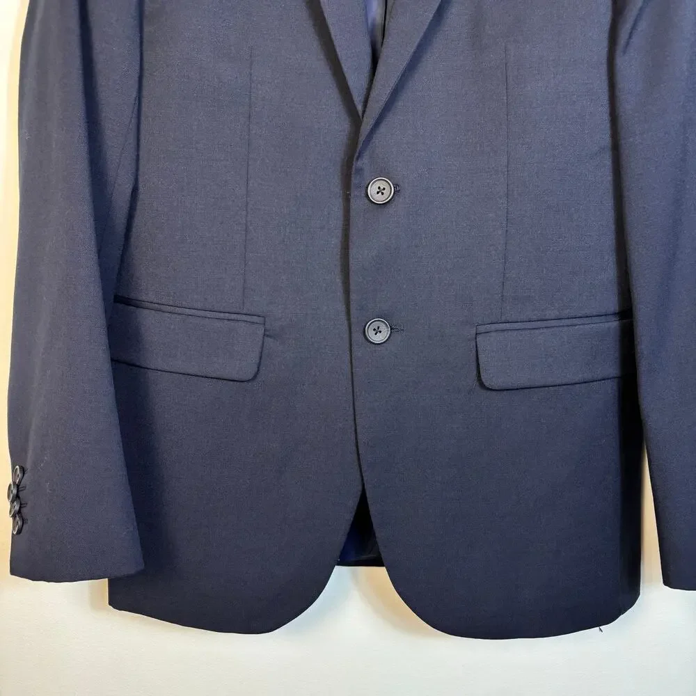 Banana Republic Mens Tailored Fit Blazer Size 38S Wool Navy Blue Career Preppy